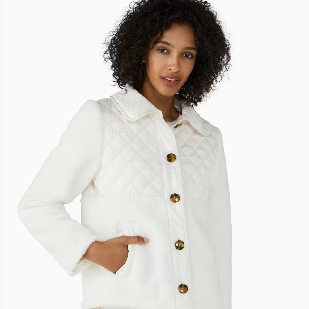 Kate Spade Quilted Fleece Combo Chic Jacket
